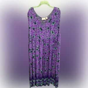 2 Piece Purple Floral with Green Accent Dress